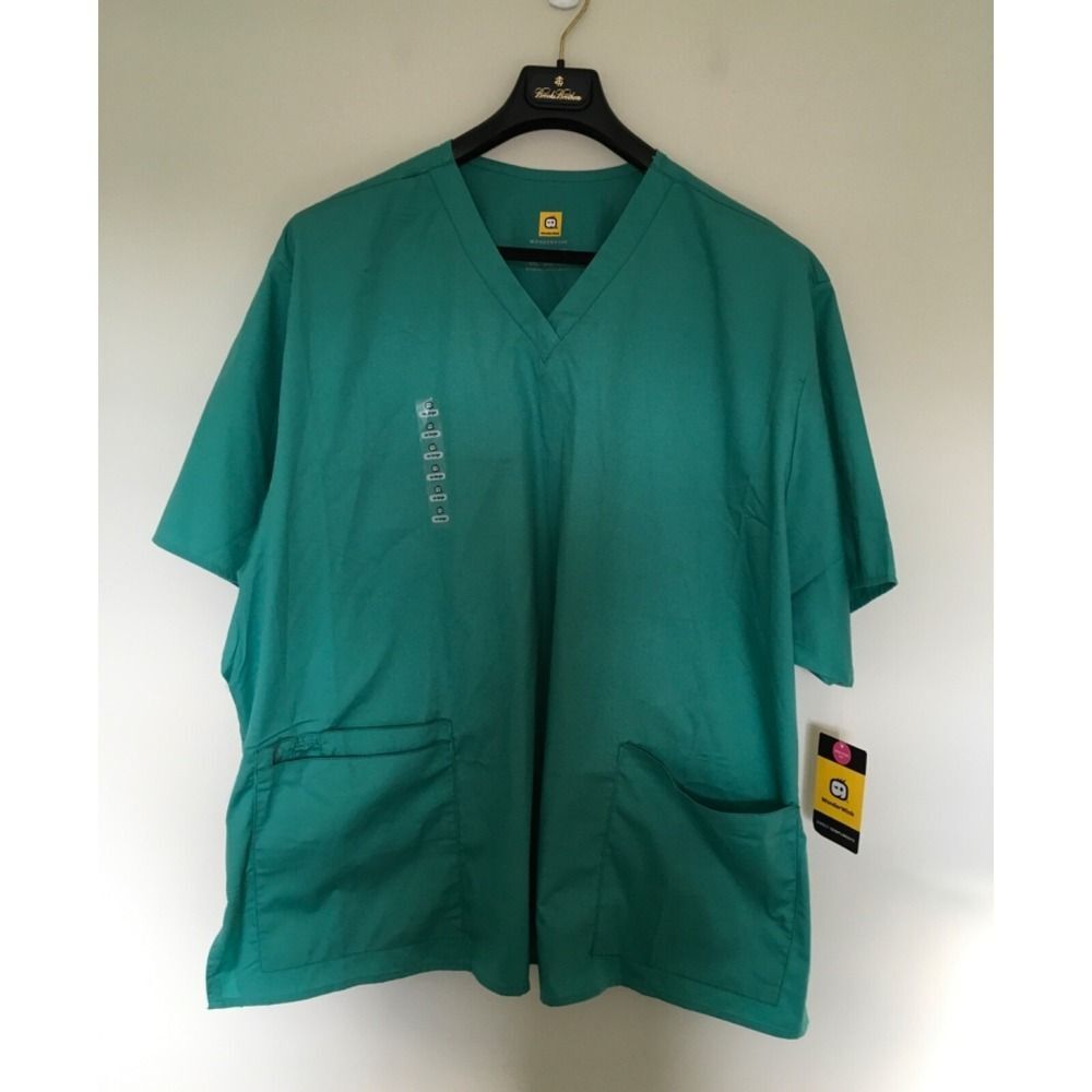 WonderWink Wonderwork Womens 4XL 101 Womens V-neck Scrub Top turquoise NWT